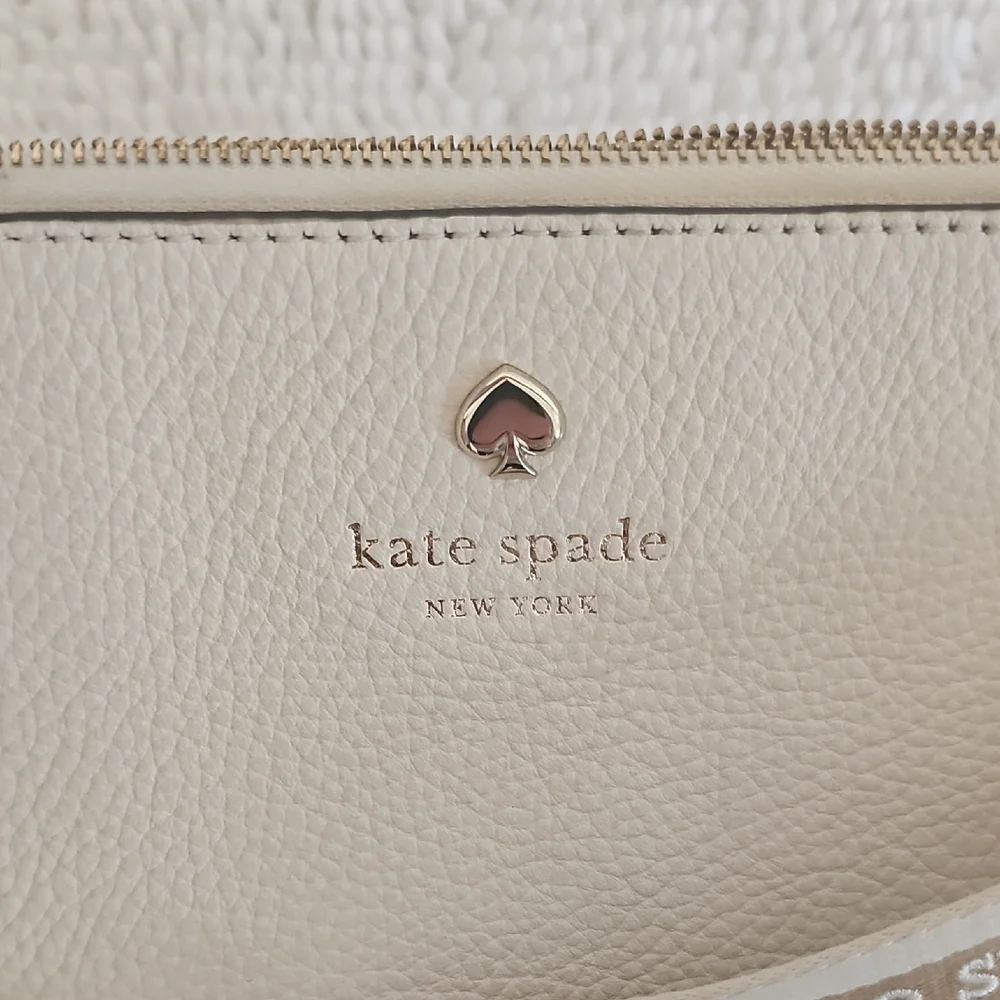 kate spade Cream Pebbled Leather Crossbody with Logo Strap - Picture 9 of 12